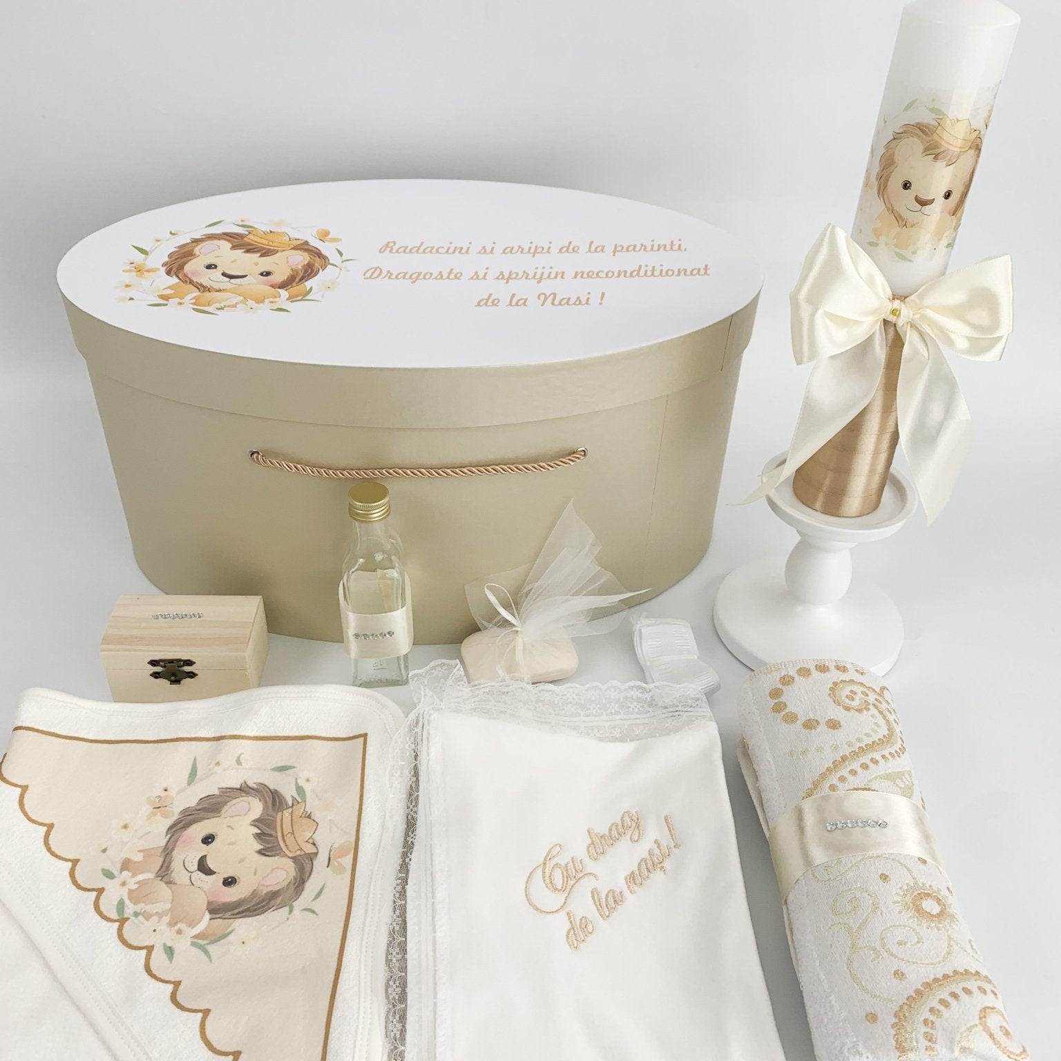 Trusou botez complet auriu cu leu - Botez bebelusi