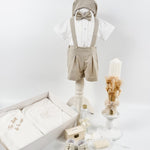 Trusou botez complet cu hainute si lumanare personalizata hand made - Clau - Botez bebelusi