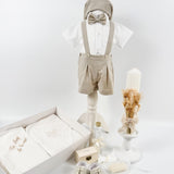 Trusou botez complet cu hainute si lumanare personalizata hand made - Clau - Botez bebelusi