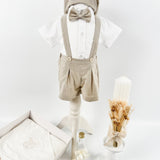 Trusou botez complet cu hainute si lumanare personalizata hand made - Clau - Botez bebelusi