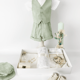 Trusou botez complet cu hainute si lumanare personalizata hand made - Martin - Botez bebelusi