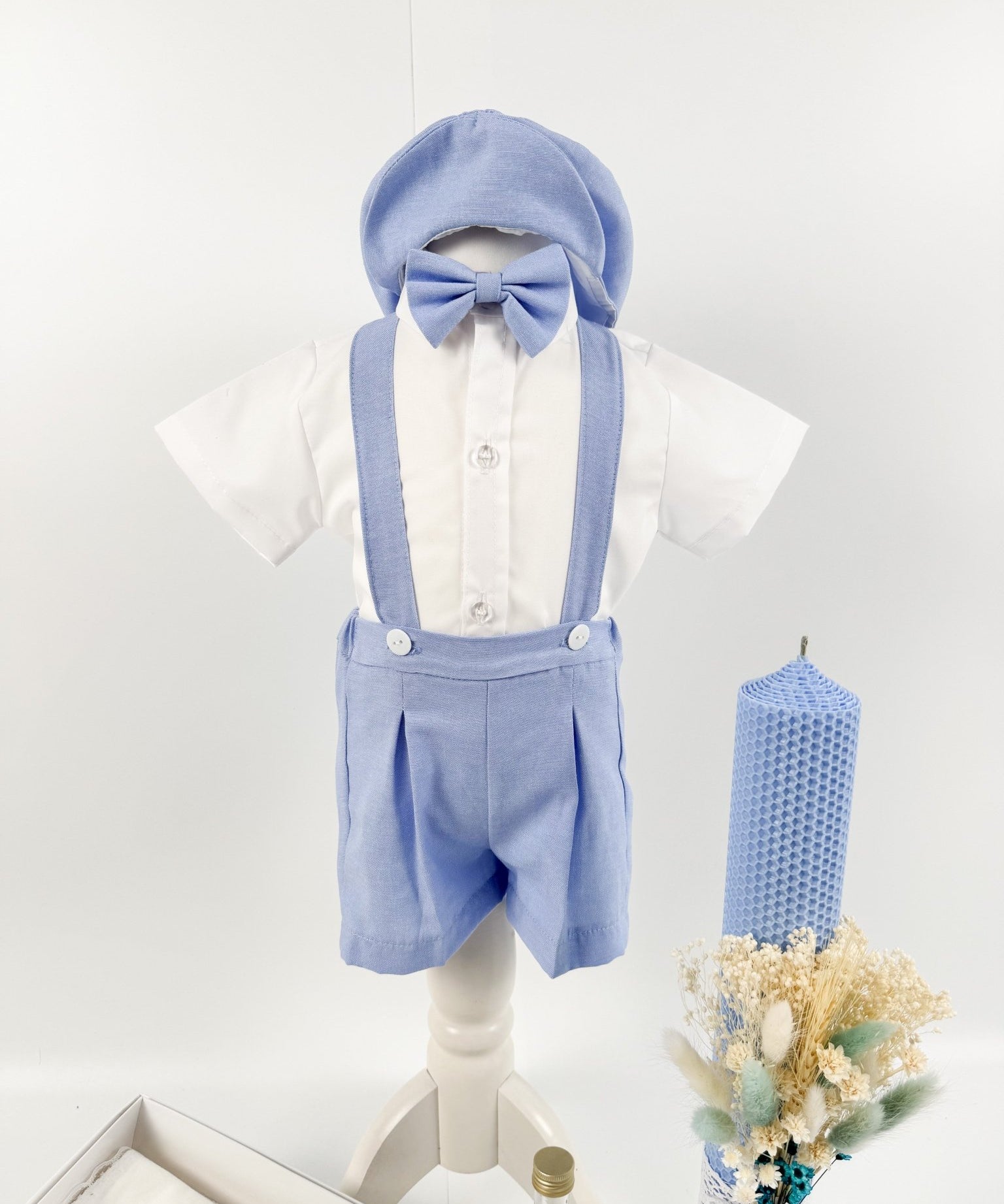 Trusou botez complet cu hainute si lumanare personalizata hand made - Mitrache - Botez bebelusi