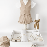Trusou botez complet cu hainute si lumanare personalizata hand made - Nicolas - Botez bebelusi