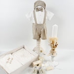 Trusou botez complet cu hainute si lumanare personalizata hand made - Silviu - Botez bebelusi