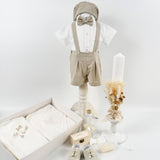 Trusou botez complet cu hainute si lumanare personalizata hand made - Silviu - Botez bebelusi