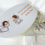Trusou botez complet cu rochita eleganta, palton si lumanare personalizata manual - Cristina - Botez bebelusi
