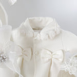Trusou botez complet cu rochita eleganta, palton si lumanare personalizata manual - Cristina - Botez bebelusi