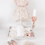 Trusou botez complet cu rochita eleganta si lumanare ceara naturala - Beatris - Botez bebelusi