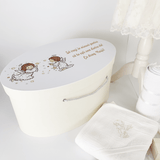 Trusou botez complet cu rochita eleganta si lumanare ceara naturala - Inez - Botez bebelusi