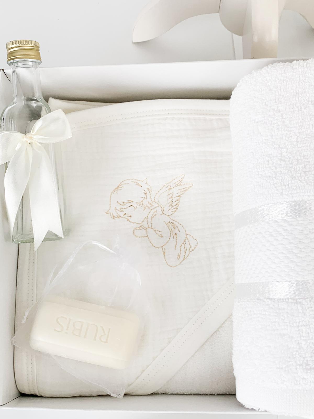 Trusou botez complet cu rochita eleganta si lumanare ceara naturala - Sena - Botez bebelusi