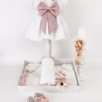 Trusou botez complet cu rochita eleganta si lumanare personalizata hand made - Anelys - Botez bebelusi