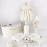 Trusou botez complet cu rochita eleganta si lumanare personalizata hand made - Ania - Botez bebelusi