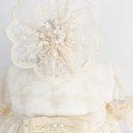Trusou botez complet cu rochita eleganta si lumanare personalizata hand made - Crinuta - Botez bebelusi