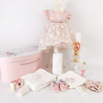 Trusou botez complet cu rochita eleganta si lumanare personalizata hand made - Danina - Botez bebelusi