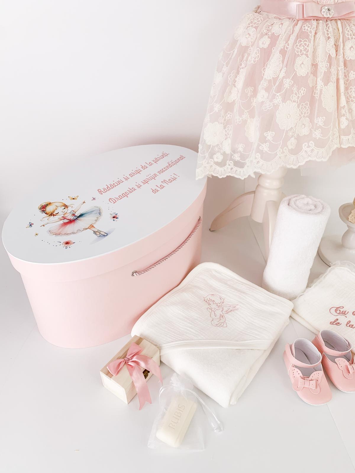 Trusou botez complet cu rochita eleganta si lumanare personalizata hand made - Danina - Botez bebelusi