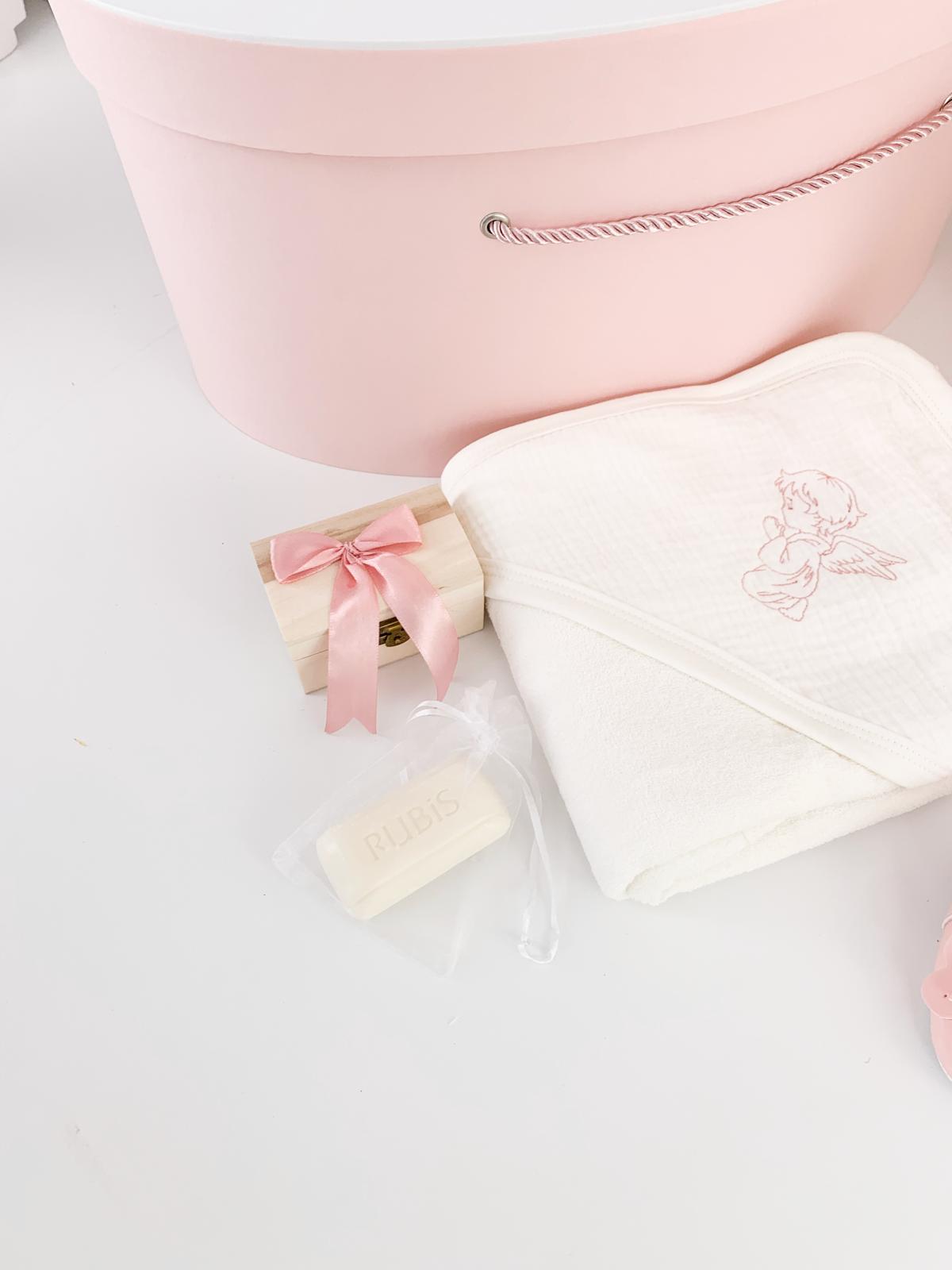 Trusou botez complet cu rochita eleganta si lumanare personalizata hand made - Danina - Botez bebelusi