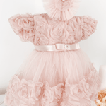 Trusou botez complet cu rochita eleganta si lumanare personalizata hand made - Genevive - Botez bebelusi