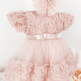 Trusou botez complet cu rochita eleganta si lumanare personalizata hand made - Genevive - Botez bebelusi