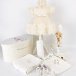 Trusou botez complet cu rochita eleganta si lumanare personalizata hand made - Gineva - Botez bebelusi