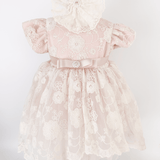 Trusou botez complet cu rochita eleganta si lumanare personalizata hand made - Nadia - Botez bebelusi