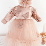 Trusou botez complet cu rochita eleganta si lumanare personalizata hand made - Olimpia - Botez bebelusi