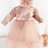 Trusou botez complet cu rochita eleganta si lumanare personalizata hand made - Olimpia - Botez bebelusi