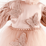 Trusou botez complet cu rochita eleganta si lumanare personalizata hand made - Olimpia - Botez bebelusi