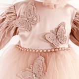 Trusou botez complet cu rochita eleganta si lumanare personalizata hand made - Olimpia - Botez bebelusi