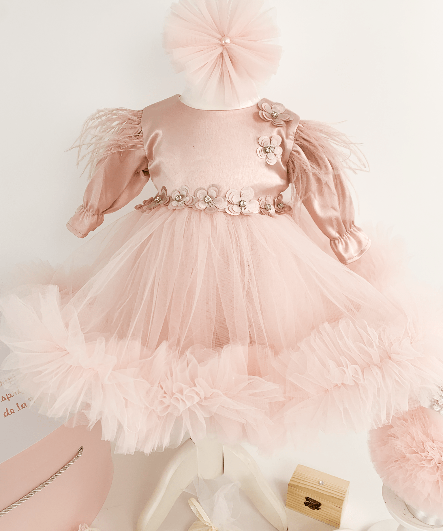 Trusou botez complet cu rochita eleganta si lumanare personalizata manual - Adelaide - Botez bebelusi
