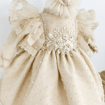 Trusou botez complet cu rochita eleganta si lumanare personalizata manual - Aurelia - Botez bebelusi