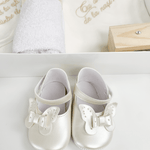 Trusou botez complet cu rochita eleganta si lumanare personalizata manual - Aurelia - Botez bebelusi