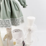 Trusou botez complet cu rochita eleganta si lumanare personalizata manual - Carmenuta - Botez bebelusi