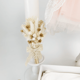 Trusou botez complet cu rochita eleganta si lumanare personalizata manual - Claire - Botez bebelusi