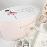 Trusou botez complet cu rochita eleganta si lumanare personalizata manual - Cristine - Botez bebelusi