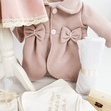 Trusou botez complet cu rochita eleganta si lumanare personalizata manual - Cristine - Botez bebelusi