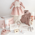 Trusou botez complet cu rochita eleganta si lumanare personalizata manual - Cristine - Botez bebelusi