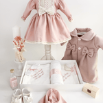 Trusou botez complet cu rochita eleganta si lumanare personalizata manual - Cristinica - Botez bebelusi