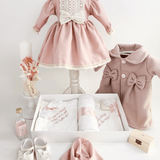 Trusou botez complet cu rochita eleganta si lumanare personalizata manual - Cristinica - Botez bebelusi