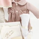 Trusou botez complet cu rochita eleganta si lumanare personalizata manual - Cristinica - Botez bebelusi