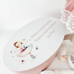 Trusou botez complet cu rochita eleganta si lumanare personalizata manual - Dya - Botez bebelusi