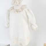Trusou botez complet cu rochita eleganta si lumanare personalizata manual - Ecateris - Botez bebelusi