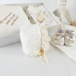 Trusou botez complet cu rochita eleganta si lumanare personalizata manual - Ecateris - Botez bebelusi