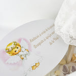 Trusou botez complet cu rochita eleganta si lumanare personalizata manual - Elenuta - Botez bebelusi