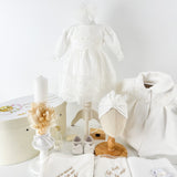 Trusou botez complet cu rochita eleganta si lumanare personalizata manual - Elenuta - Botez bebelusi