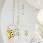Trusou botez complet cu rochita eleganta si lumanare personalizata manual - Eloise - Botez bebelusi