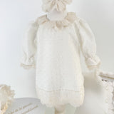 Trusou botez complet cu rochita eleganta si lumanare personalizata manual - Florica - Botez bebelusi