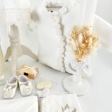 Trusou botez complet cu rochita eleganta si lumanare personalizata manual - Florica - Botez bebelusi