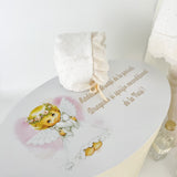 Trusou botez complet cu rochita eleganta si lumanare personalizata manual - Florica - Botez bebelusi