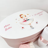 Trusou botez complet cu rochita eleganta si lumanare personalizata manual - Floricica - Botez bebelusi