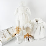 Trusou botez complet cu rochita eleganta si lumanare personalizata manual - Ioana - Botez bebelusi